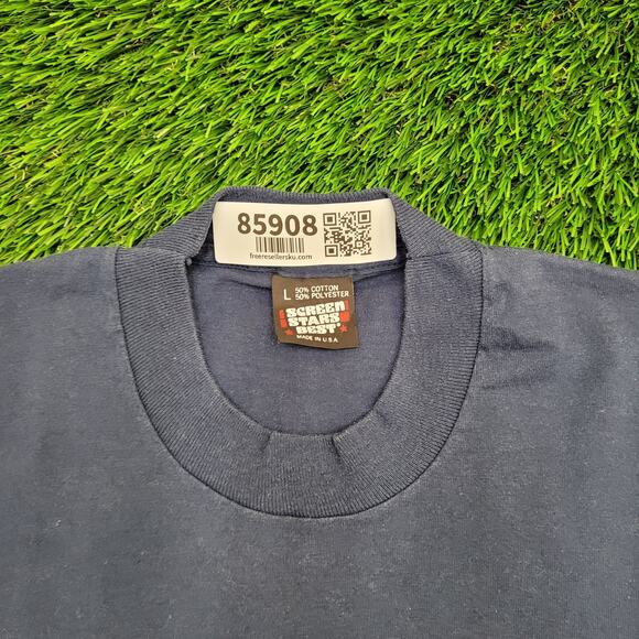 Vintage 90s Screen-Stars Shirt Women M/L 19x26 Navy-Blue USA - Picture 5 of 13